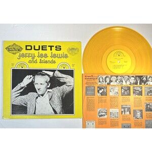 1978 JERRY LEE LEWIS and Friends Duets , Yellow colored  Vinyl LP  VG+